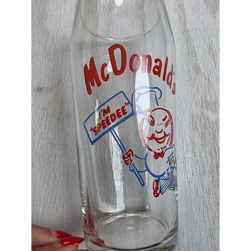 Vintage 1995 McDonalds Speedee Drinking Glass Retro Mascot Collector Cup 6.25in